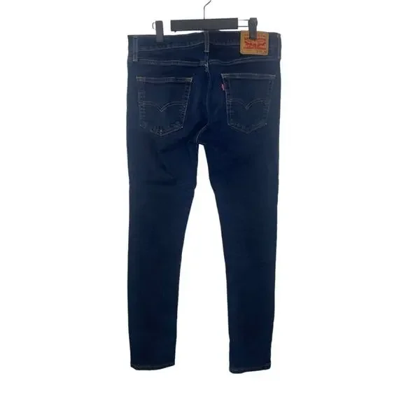 Levis 512 Mens Jeans Size 33 Skinny Leg Dark Wash Denim Blue Casual Wear 33x34